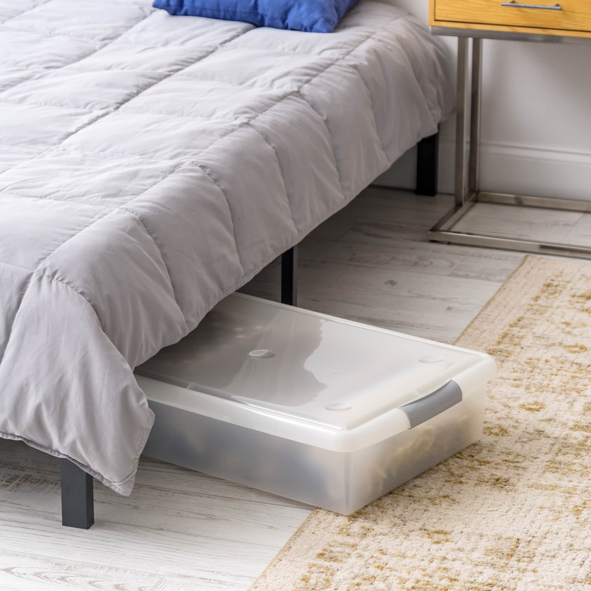 IRIS® 40qt. Clear Store & Slide Box with Lid & Gunsmoke Gray Latches